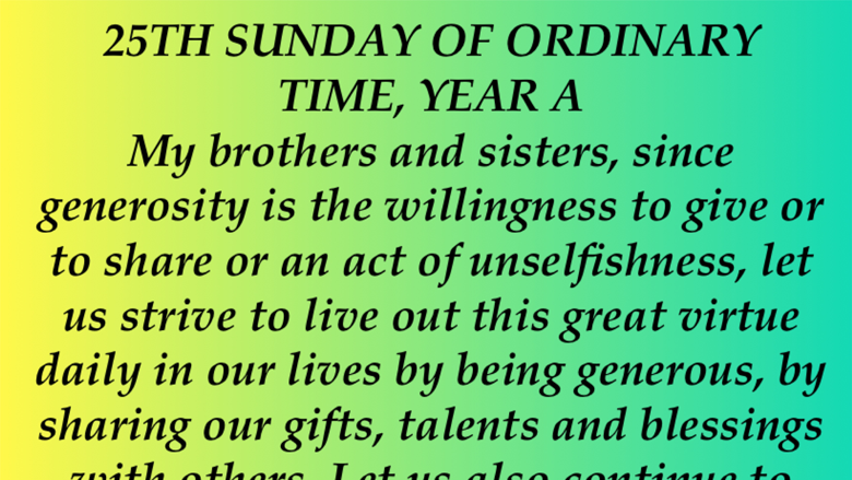 25th Sunday of Ordinary Time, Year A